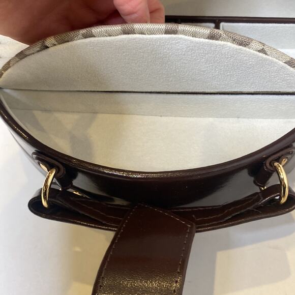 Bey-Berk Plaid Leather Neutral 2 Piece Jewelry Organizer Case NWOT Snap Close - Picture 9 of 16